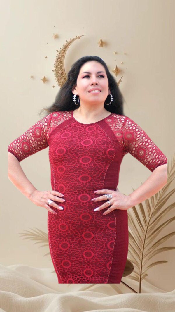 Vestido Guindo Lápiz - Adela - Imagen 3