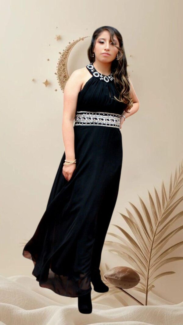 Vestido de fiesta largo "Annette" | Elegancia y Lujo en Gasa Negra