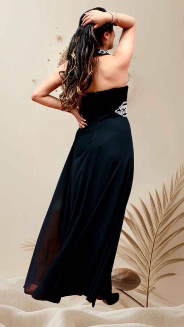 Vestido de fiesta largo "Annette" | Elegancia y Lujo en Gasa Negra - Imagen 2