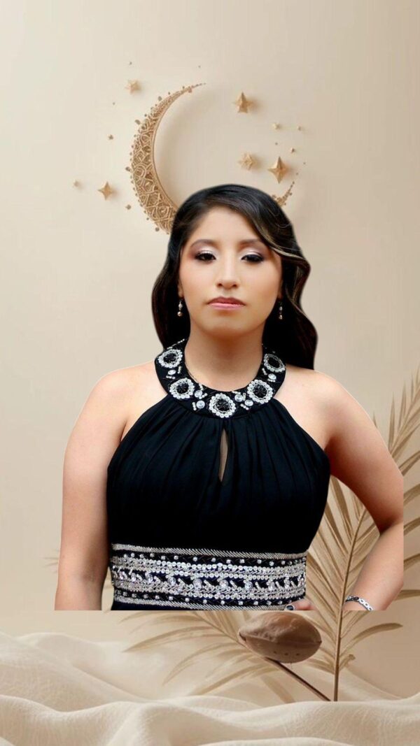 Vestido de fiesta largo "Annette" | Elegancia y Lujo en Gasa Negra - Imagen 4