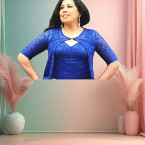 Vestido de Alta Costura Azul Camilé – Encaje y Bordado
