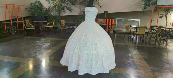 Vestido de Novia Pomposo Marfil Brillante Corset Hombros Caídos - Modelo Renée - Imagen 3