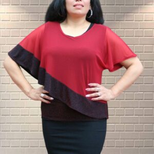 Blusa de fiesta estilo capa – burdeos