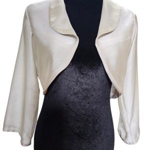 Tapado corto o Bolero de fiesta en gasa – Beige