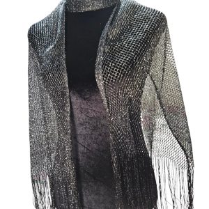 Capa o Tapado de Fiesta negro/plata con borlas