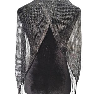Capa o Tapado de Fiesta negro/plata con borlas
