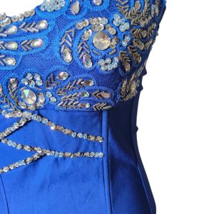 Corset Straple de fiesta Azul con Bordado Artesanal en Pedrería
